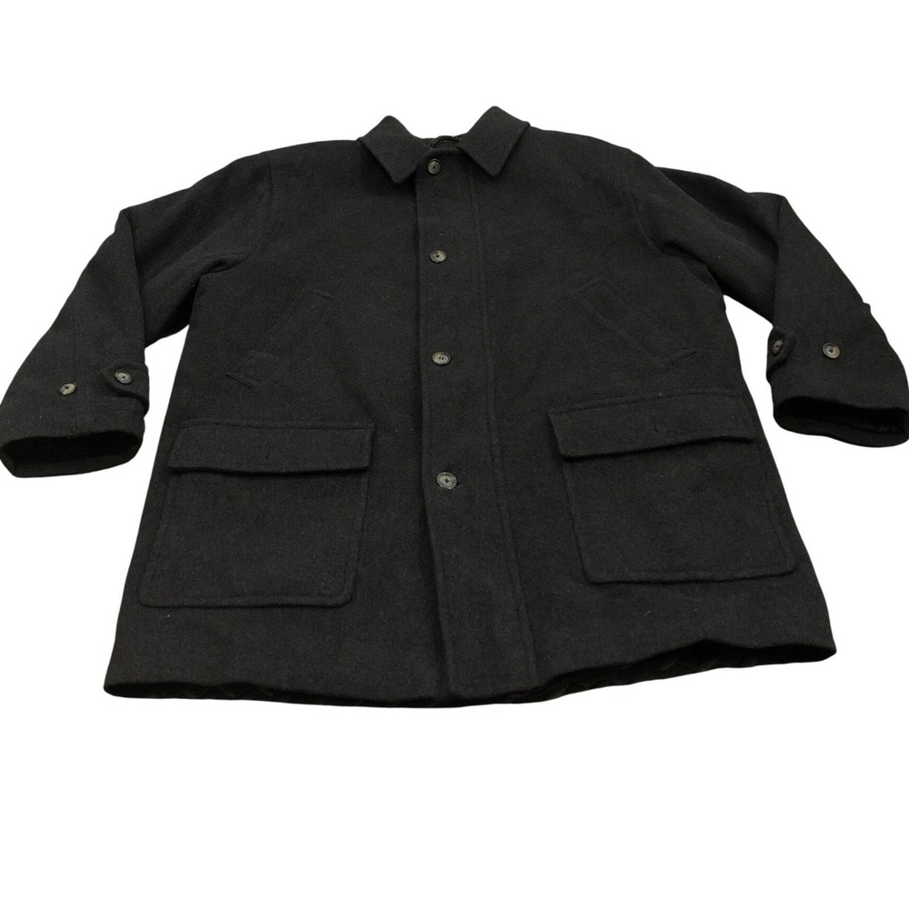 LL Bean Wool Coat Mens XL Regular Charcoal Grey Thinsulate Windstopper Jacket